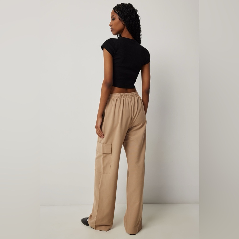 Sz XL Ardene women’s Mid Rise Straight Leg Cargo Pants 4 pockets pull on - Picture 4 of 12